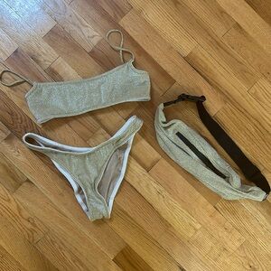 Triangl small gold sparkle bikini and fanny pack